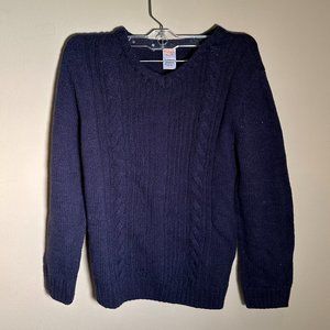 Kids Size 7/8 Unisex Cable Knit Slight V Neck Sweater